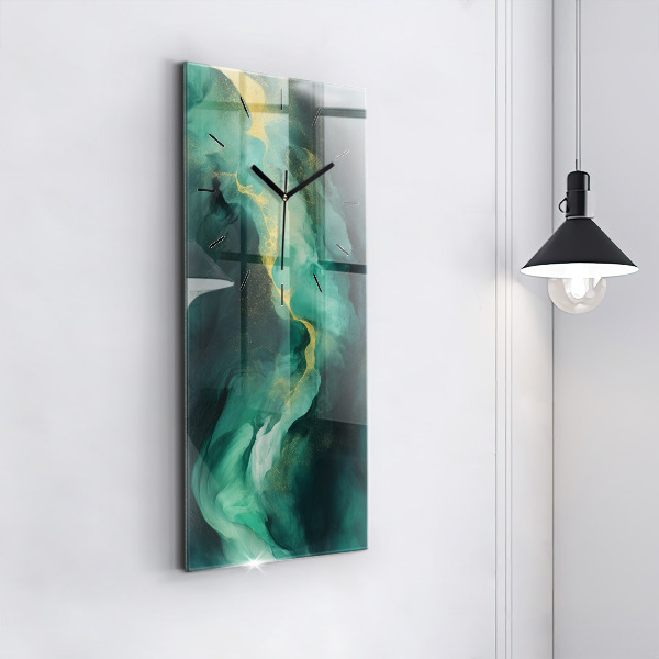 Ceas vertical de perete din sticlă Marmură verde