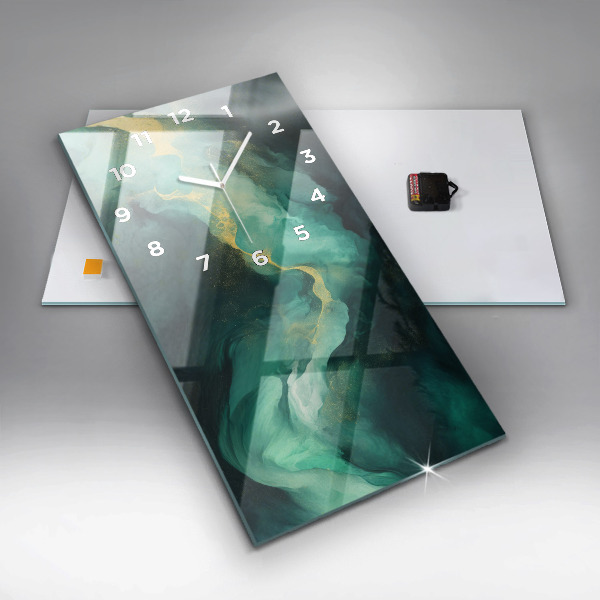 Ceas vertical de perete din sticlă Marmură verde