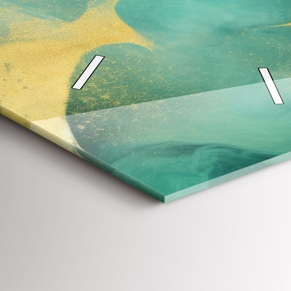 Ceas vertical de perete din sticlă Marmură verde