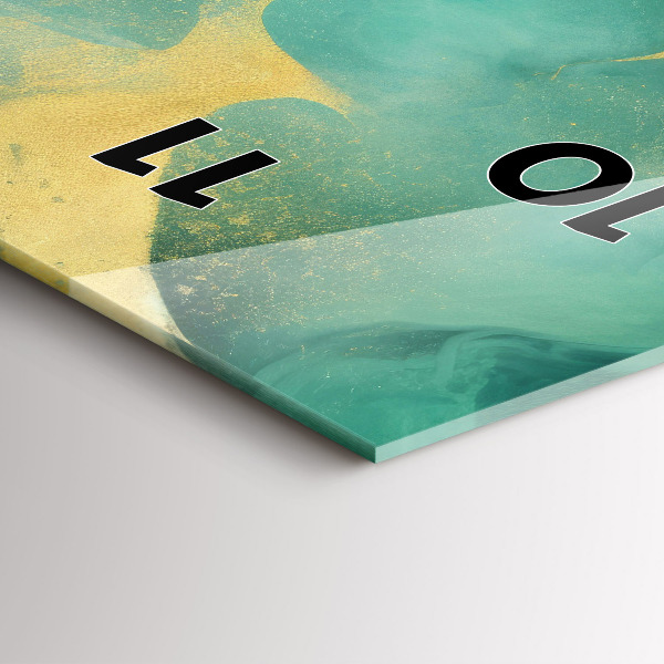 Ceas vertical de perete din sticlă Marmură verde