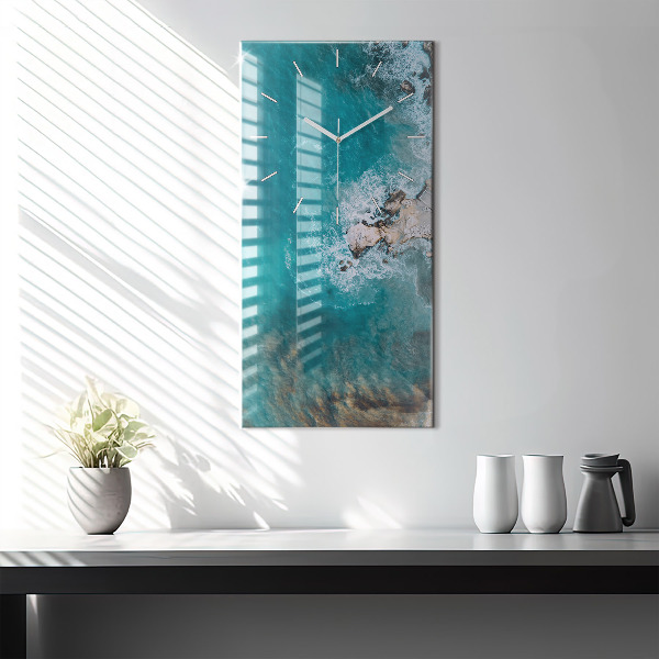 Ceas vertical de perete din sticlă Fiordurile din Costa Blanca