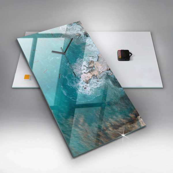 Ceas vertical de perete din sticlă Fiordurile din Costa Blanca