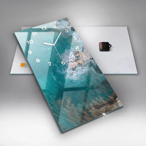Ceas vertical de perete din sticlă Fiordurile din Costa Blanca