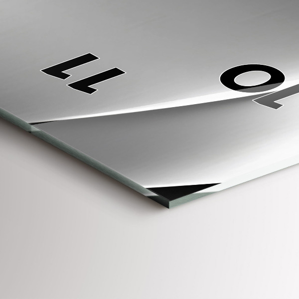 Ceas vertical de perete din sticlă Abstracția argintului