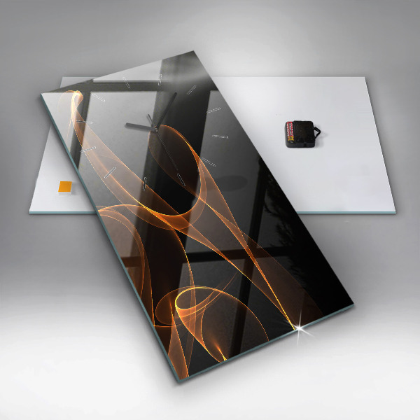 Ceas vertical de perete din sticlă Linii portocalii