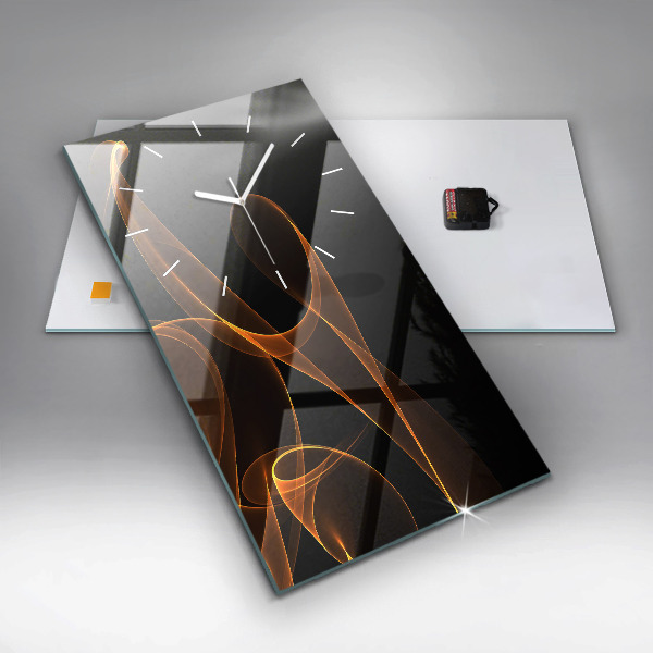 Ceas vertical de perete din sticlă Linii portocalii