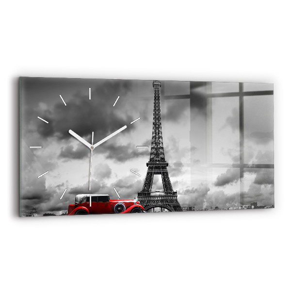 Ceas orizontale de perete din sticlă Turnul Effel Paris