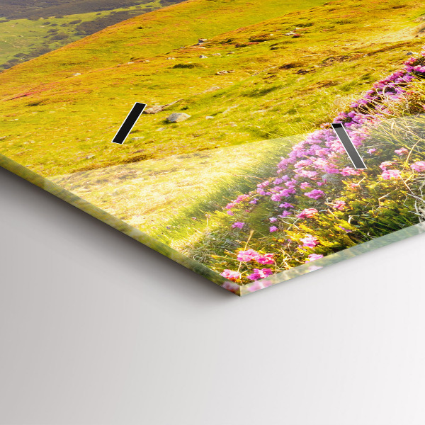 Ceas orizontale de perete din sticlă Peisaj montan