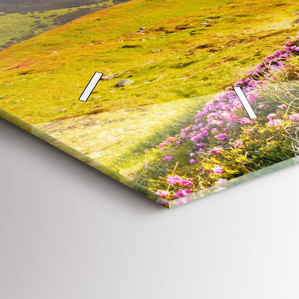 Ceas orizontale de perete din sticlă Peisaj montan