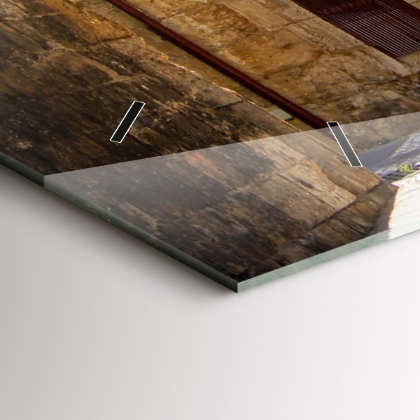 Ceas orizontale de perete din sticlă Strada pitoreasca din Rodos