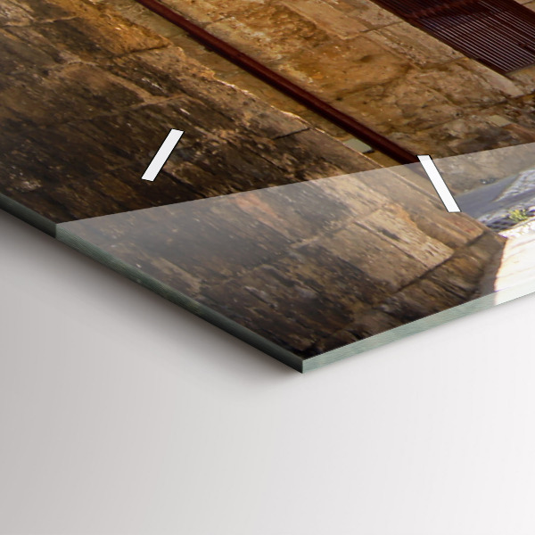 Ceas orizontale de perete din sticlă Strada pitoreasca din Rodos