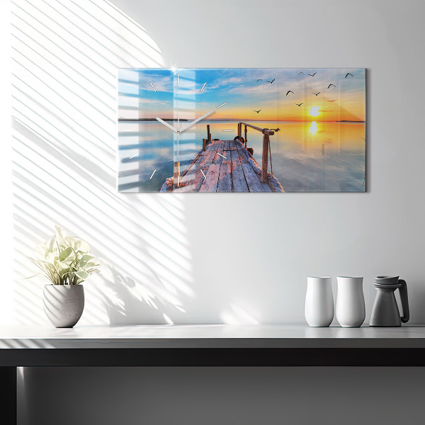 Ceas orizontale de perete din sticlă Debarcaderul lacului