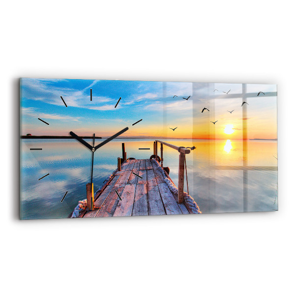 Ceas orizontale de perete din sticlă Debarcaderul lacului