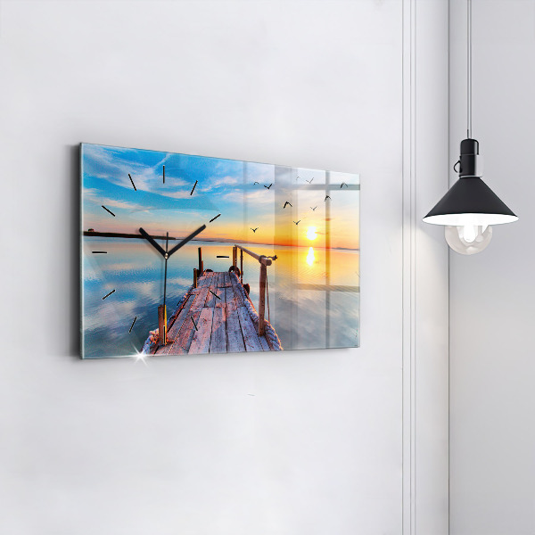 Ceas orizontale de perete din sticlă Debarcaderul lacului