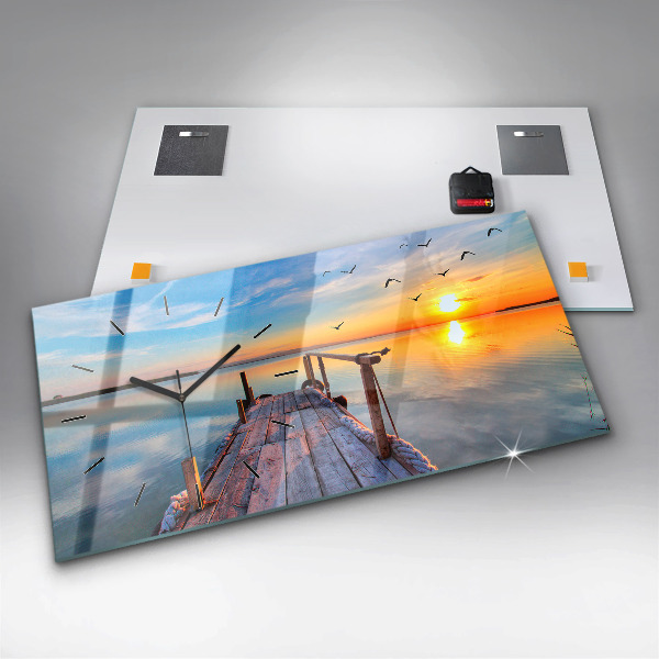 Ceas orizontale de perete din sticlă Debarcaderul lacului