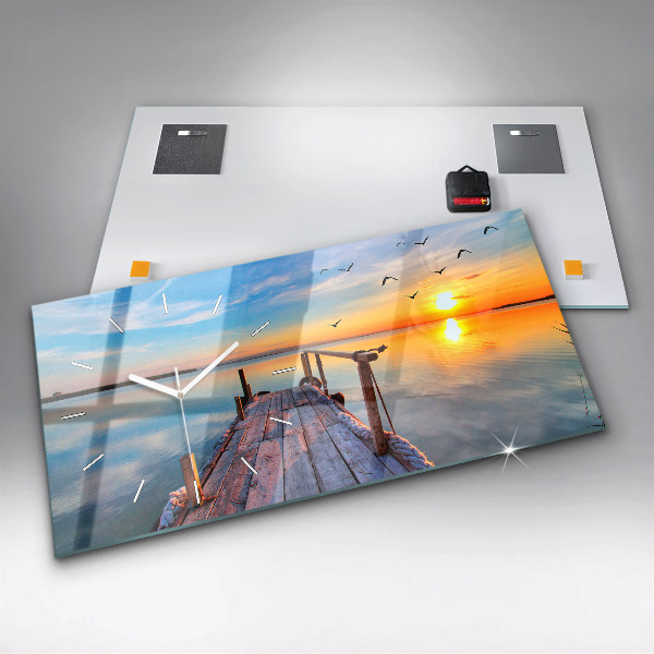 Ceas orizontale de perete din sticlă Debarcaderul lacului