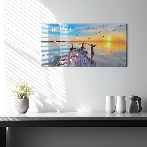 Ceas orizontale de perete din sticlă Debarcaderul lacului