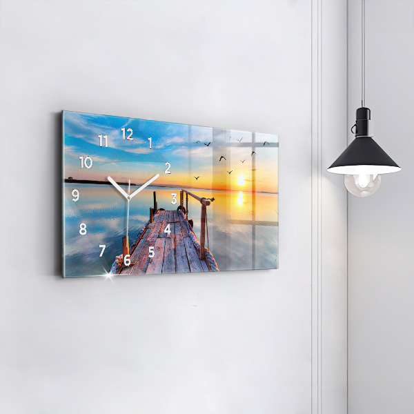 Ceas orizontale de perete din sticlă Debarcaderul lacului