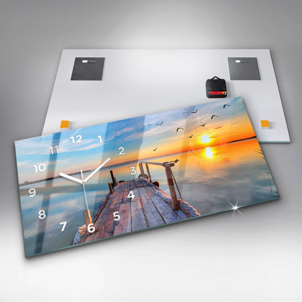 Ceas orizontale de perete din sticlă Debarcaderul lacului