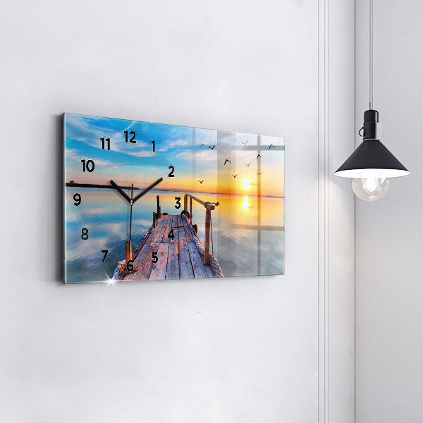 Ceas orizontale de perete din sticlă Debarcaderul lacului