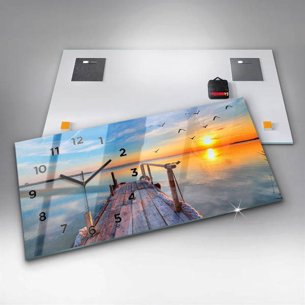 Ceas orizontale de perete din sticlă Debarcaderul lacului