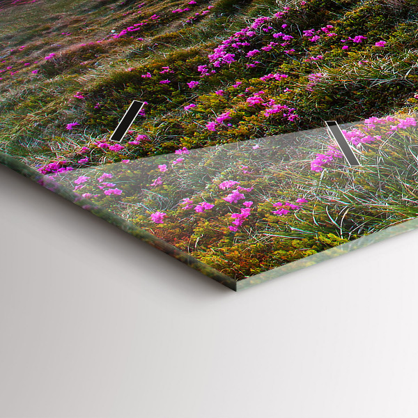 Ceas orizontale de perete din sticlă Flori de răsărit