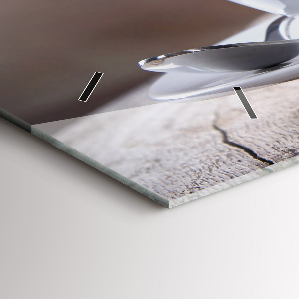 Ceas orizontale de perete din sticlă O ceașcă de cafea