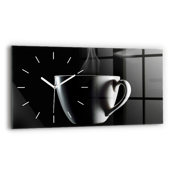 Ceas orizontale de perete din sticlă O ceașcă de cafea