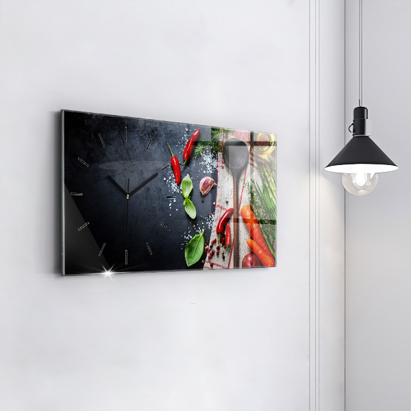 Ceas orizontale de perete din sticlă Legume