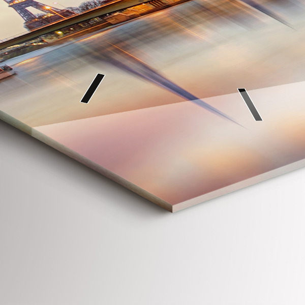 Ceas orizontale de perete din sticlă Panorama cu Turnul Eiffel