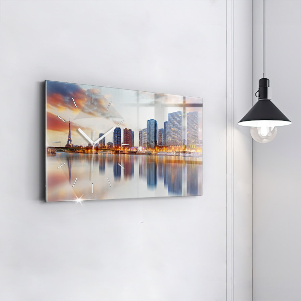 Ceas orizontale de perete din sticlă Panorama cu Turnul Eiffel