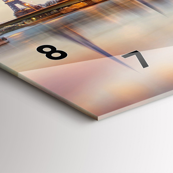 Ceas orizontale de perete din sticlă Panorama cu Turnul Eiffel