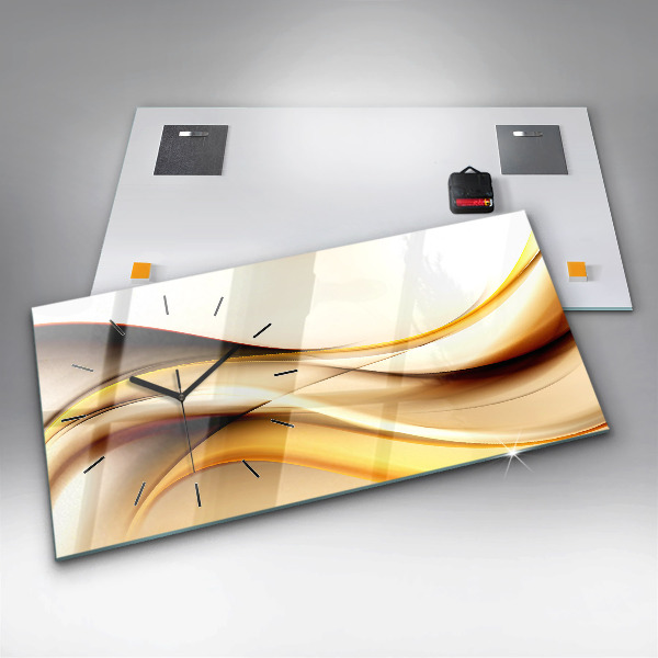 Ceas orizontale de perete din sticlă Abstracția valurilor
