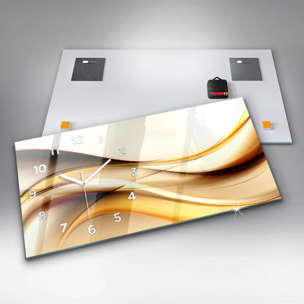 Ceas orizontale de perete din sticlă Abstracția valurilor