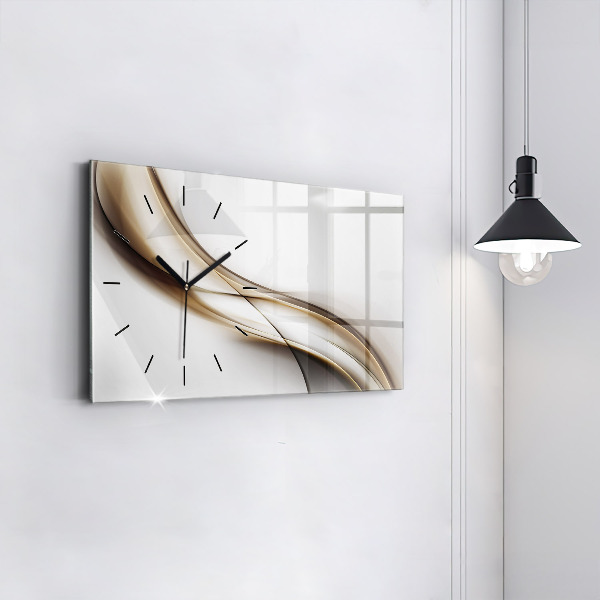 Ceas orizontale de perete din sticlă Linii abstracte
