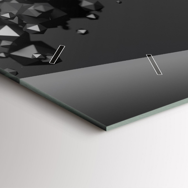 Ceas orizontale de perete din sticlă Abstracția neagră