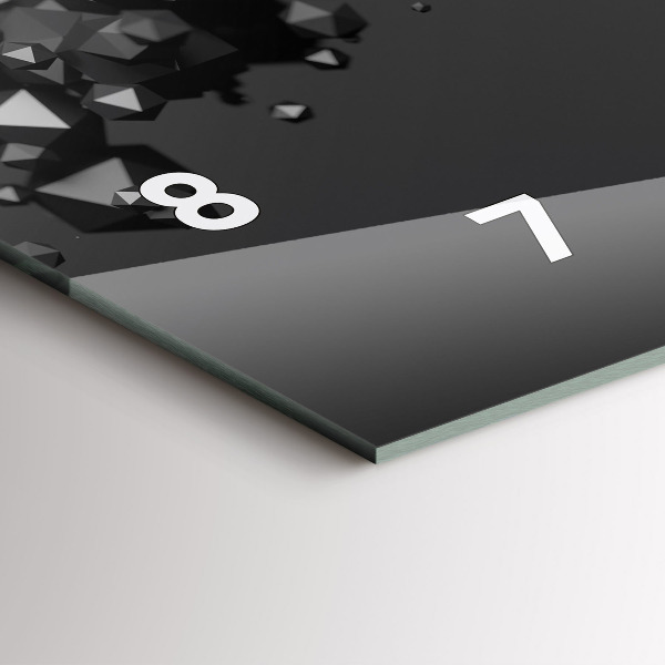 Ceas orizontale de perete din sticlă Abstracția neagră