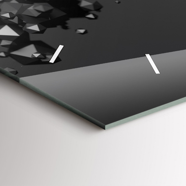 Ceas orizontale de perete din sticlă Abstracția neagră