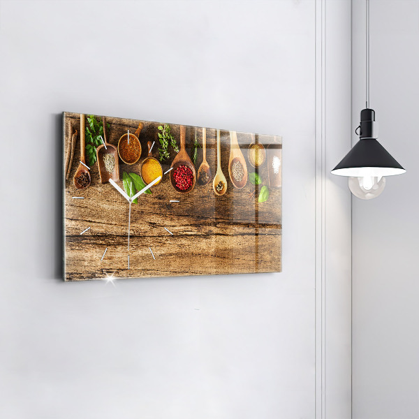 Ceas orizontale de perete din sticlă Linguri de condimente