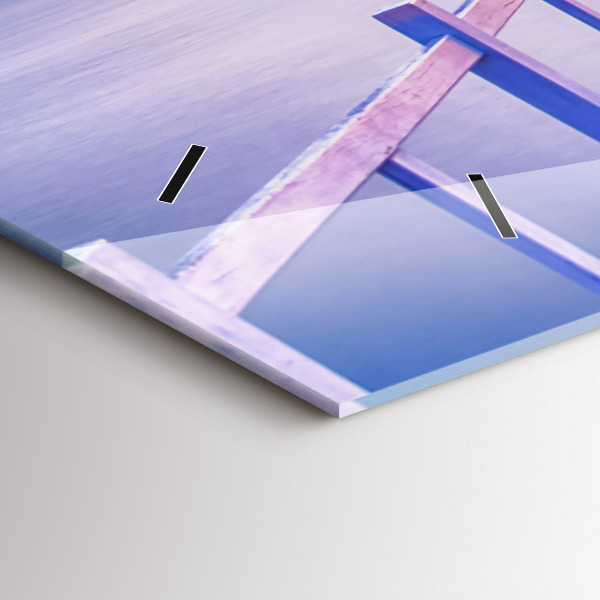 Ceas orizontale de perete din sticlă Pod în port seara