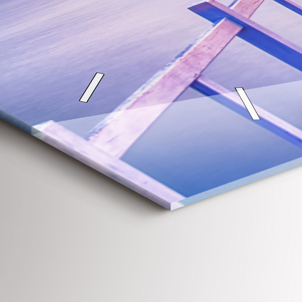 Ceas orizontale de perete din sticlă Pod în port seara