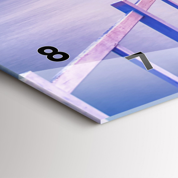 Ceas orizontale de perete din sticlă Pod în port seara