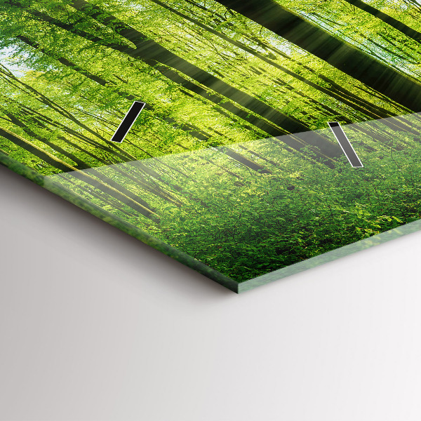 Ceas orizontale de perete din sticlă Natură arbori de pădure