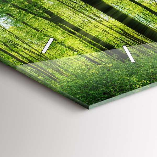 Ceas orizontale de perete din sticlă Natură arbori de pădure