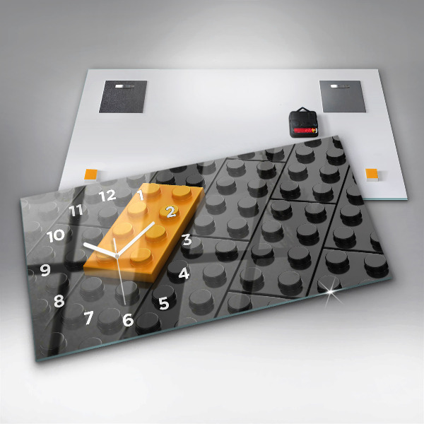 Ceas orizontale de perete din sticlă Blocuri de jucărie