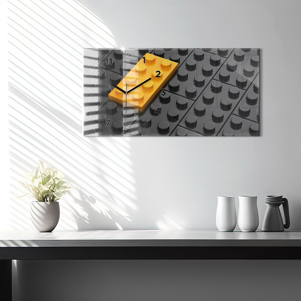 Ceas orizontale de perete din sticlă Blocuri de jucărie