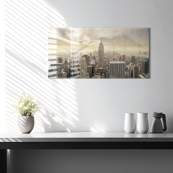 Ceas orizontale de perete din sticlă Turnuri din New York