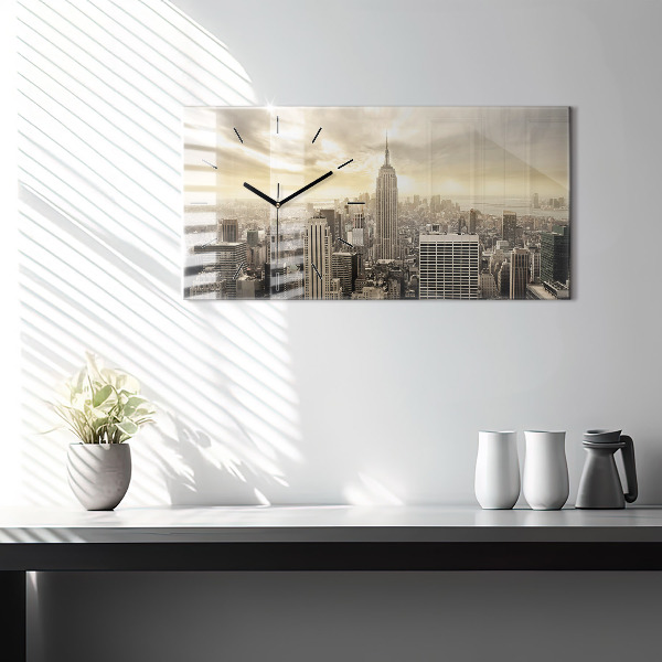 Ceas orizontale de perete din sticlă Turnuri din New York