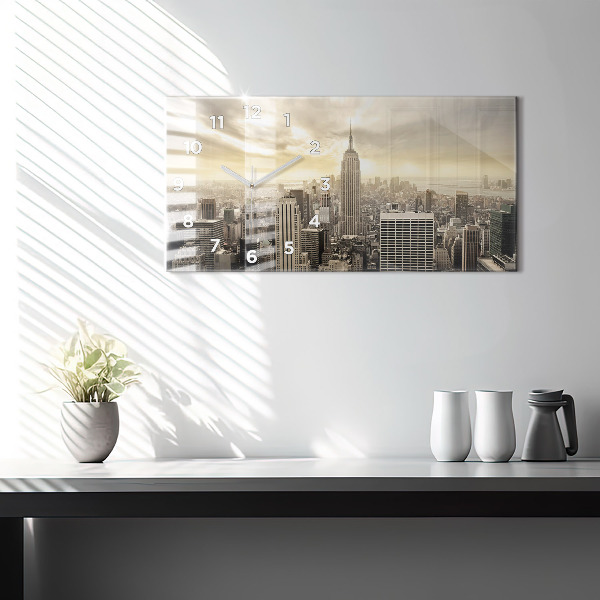 Ceas orizontale de perete din sticlă Turnuri din New York