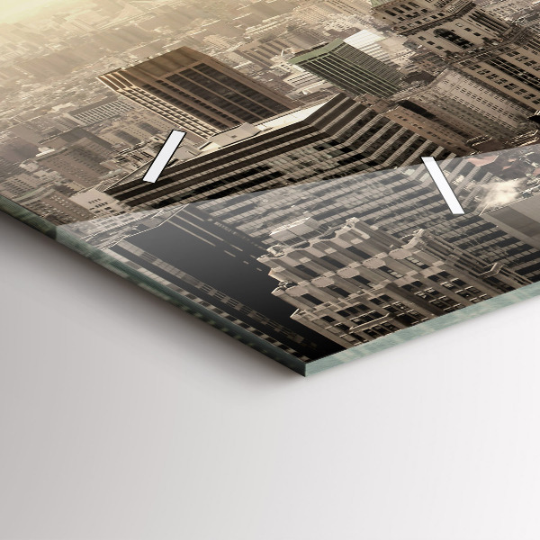 Ceas orizontale de perete din sticlă Turnuri din New York